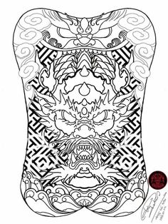 Dragon Head Tattoo, Japanese Back Tattoo, Full Chest Tattoos, Oni Tattoo, Tattoo 2023, Cool Back Tattoos, Dragon Tattoo Art, Half Sleeve Tattoos Drawings, Stencil Outline