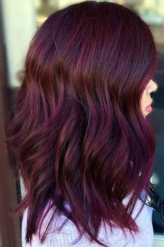 marsala tons violeta Pelo Color Borgoña, Dark Burgundy Hair, Burgandy Hair, Brunette Ombre, Wine Hair, Violet Hair, Hair Color Burgundy