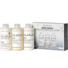 A Set Of Olaplex's Best-Selling Products - Jumbo-Size No.3 Hair Perfector (8.5 Oz.): A Concentrated Hair Treatment That Strengthens Hair From Within, Helping To Reduce Breakage And Improving Look And Feel. - Full-Size No. 4 Bond Maintenance Shampoo (8.5 Oz.): A Highly Moisturizing, Reparative Shampoo That Leaves Hair Healthier, Shinier And More Manageable With Each Use - Full-Size No. 5 Bond Maintenance (8.5 Oz.): A Conditioner That Helps Restore, Repair And Hydrate Hair Without Adding Excess We Travel Size Toiletries, Hydrate Hair, Hair Strengthening, Washing Hair, Nourishing Hair, Hair Repair, No 5, Wet Hair, Healthy Hair