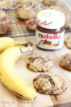 cookies and bananas on a wooden table