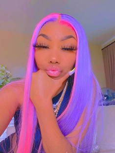 Exotic Wig Colors, Rare Hair Colors, Unique Wig Hairstyles, Aesthetic Wigs, Custom Color Wigs, Colored Lace Front Wigs, Purple Wigs, Chrisean Rock, Colorful Wig