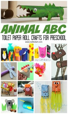 an animal paper roll crafts for preschool with pictures of animals and other things to make