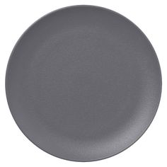 an empty gray plate on a white background