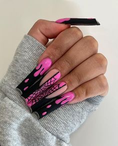 @nailzbyandrea__ on Instagram: "🕷🕸💗 using @kiaraskynails •etiquette first acrylic •”love herts” glow gel • • • #kiarasky #kiaraskynails #ksgelartglow #nails #nailsofinstagram #nailsoftheday #halloween #halloweennails #pinknails #spiderwebnails #blacknails #mattenails #dripnails #ienails #ienailtech #sanbernardinonails #acrylicnails #longnails #showyourclawssss #nailpromagazine #nailinspo #trendynails #explorepage" Cob Web Nails, Nails Spider Web, Cat Claw Nails, Spider Web Nails, Nails Spider, Cob Web, Web Nails, Unique Nail Designs, Fun Halloween Nails