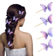 PRICES MAY VARY. Butterfly hairpin made of fabric,pearl and metal alloy,comfortable for clamping hair,don't feel pain when you use the clips for long time,you will get a lot of compliments if you wear them. Butterfly hair clip size: 2.75 inches/7cm*1.37 inches/3.5cm. Pretty bobby pins are shaped by butterflies and vintage hairpins,look exquisite and vivid, can secure grip and hold your nice hair tightly,and won’t fall off easily and do no damage to your hair.can add your hairstyle an extra elega Head Braid, Bride Wedding Hair, Butterfly Hair Accessories, Butterfly Hair Clips, Pearl Bride, Bobby Pin Hairstyles, Bridal Headwear, Nice Hair, Butterfly Hair Clip