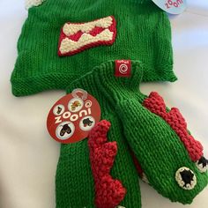 Boys Fun Hat Set Casual Green Hats For Playtime, Winter Hats For Playtime, Playful Warm Hat For Playtime, Fun Green Hat For Playtime, Casual Beanie For Playtime, Cute Green Hats For Playtime, Cute Green Hat For Playtime, Playful Red Hat For Playtime, Playful Red Hats For Playtime