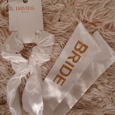 Brand New With Tags, David's Bridal White Satin Ribbon Scrunchie With Gold Bride Lettering White Satin, Davids Bridal, Satin Ribbon, Bridal Accessories, Scrunchies, Ribbon, Hair Accessories, Women Accessories, Women Shopping