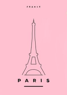 the eiffel tower is shown in black and white on a pink background with text that reads, france