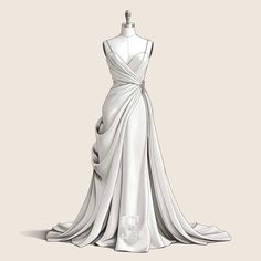 a white wedding dress on a mannequin