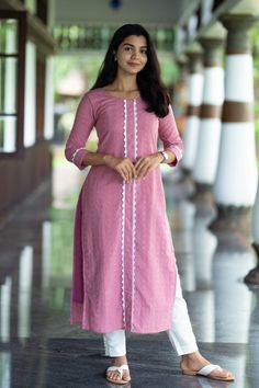 Casual Wear – KULINA Types Of Necklines For Kurti, Simple Kurti Neck Design, Modern Neck Designs For Kurtis, Stright Kurties Designs Latest, Best Kurti Designs Style, Daily Wear Kurtis Casual, Chudithar Designs, Women Kurta Designs, Plain Kurti Designs