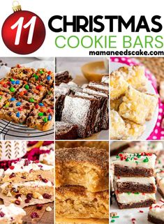 christmas cookie bars collage with text overlay