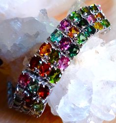 3 strands of natural multicolor tourmaline 925 silver sterling bracelet Multicolor Tourmaline Bracelet, Multicolor Tourmaline Bracelet Jewelry, Sterling Bracelets, Diamond Gemstone, Charm Bracelets, Tourmaline, 925 Silver, Charm Bracelet, Italy