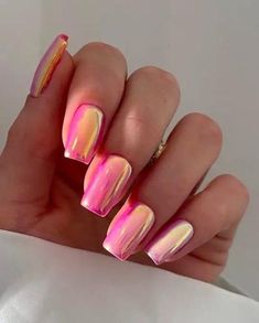 Top 24 Pink Chrome Nails for 2024 – Embrace Futuristic Elegance! Chrome Nails Matte, Beach Chrome Nails, Chrome Pink Gel Nails, Iridescent Pink Nails, Multi Colored Nails Chrome, Pink Sns Nails, Bright Chrome Nails, Bubblegum Pink Chrome Nails, Bright Pink Nails With Chrome