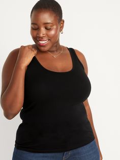 Our First Layer tank top is fitted, fabulous & soft.  Great outfits start here ➡️ Scoop neck.  Sleeveless arm openings.  Cotton-jersey, with comfortable stretch.  Fitted through body.  Women's tank top hits below waist.  Models are approximately 5'9" and are wearing sizes L (numeric size 12), S (numeric size 4) and XL (numeric size 18). Machine wash cold, tumble dry low.  spandex 5% cotton 95% Great Outfits, Layered Tank Top, Tank Top For Women, Top Hits, Layering Tanks, Blackjack, Black Tank, Petite Size, Black Tank Tops