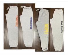 Welcome to Lily's Custom Corner Shop Custom Sweatpants-Heavy Blend, personalize your sweatpants, customized custom school team sweatpants, custom work out sweatpants-NO POCKETS! SPECS for Gildan Brand sweatpants: - 8 oz./yd² (US) 13.3 oz./L yd (CA), 50/50 cotton/polyester, 20 singles - Classic fit - Covered elastic waistband with drawcord - Elasticized cuffs - Tear away label - Proud member of the U.S. Cotton Trust Protocol - Made with OEKO-TEX certified low-impact dyes **Disclaimer: If we are out of the brand shown in the listing we use similar alternative brands with the same quality or better**  We can not guarantee each color. It depends on availability with our wholesalers. DESIGN SIZES (Up to 25 characters):  Design size varies per sweatpants size and style. Our standard sizes for de Gray Letter Print Sweatpants For Sports, Cotton Athleisure Pants For Sports Events, Moisture-wicking Cotton Pants For Sports, Team Spirit Cotton Bottoms For Sports Events, Moisture-wicking Cotton Pants For Sports Season, Casual Sports Team Bottoms For Events, Cotton Sports Bottoms With Team Spirit Style, Cotton Bottoms For Sports Events, Cotton Bottoms For Sports Season Events