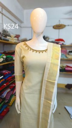 Golden Tissue Slitted Kurti set, Stitched Churidar set, Handwork design, Onam,Vishu,Pooja Festivals,Marriage,Birthday wear kerala tissue collection.Sizes available are Small ,Medium,Large,XL,XXL,XXXL,XXXXL,XXXXXL   CUSTOMIZED COLOR AND WORK ARE AVAILABLE.  PRE BOOKING 10 TO 15 DAYS KERALA  TISSUE COLLECTIONS ◾ Export quality ◼ TISSUE SLITTED KURTI  ▪ Material : TISSUE ▪ Type :SLITTED ▪ Length :  44" ▪ Sleeve : 3/4th ▪Size  :36, 38 ,40, 42 Same design can be customized in Kids Ready to wear. Two options for purchase. 1. You can Purchase ready to wear Churidar set  ( stitched with extra lining material ). 2. If you want Churidar set as per your measurements, we will provide measurement Chart at the time of placing order . As per the measurement given by the buyer, we will stitch the Churidar Unstitched Blouse Cotton Silk Wedding Set, Wedding Cotton Silk Unstitched Blouse Set, Fitted Salwar Kameez With Unstitched Blouse And Straight Kurta, Elegant Cotton Palazzo Set With Cutdana, Cotton Churidar For Wedding And Navratri, Fitted Gold Cotton Silk Sets, Cotton Unstitched Suit With Straight Kurta For Wedding, Cotton Churidar With Straight Kurta For Wedding, Fitted Slub Silk Churidar With Dabka Work