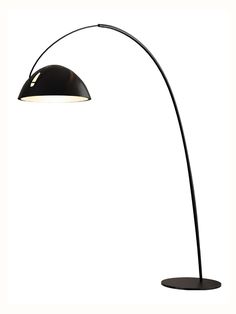 a black floor lamp on a white background