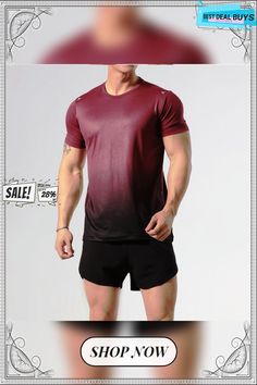 Men's Running Shirt Gym Shirt Short Sleeve Tee Tshirt Athletic Athleisure Breathable Soft Sweat Wicking Running Jogging Training Sportswear Activewear Color Gradient Dark Grey Wine Red Dark Green Casual Dri-fit Short Sleeve Activewear, Breathable T-shirt For Sports Season Workout, Breathable T-shirt For Workout And Sports Season, Short Sleeve Dri-fit Sportswear, Dri-fit Crew Neck T-shirt For Sportswear, Breathable Sportswear T-shirt, Breathable T-shirt For Light Sports In Summer, Red Crew Neck Sports Top, Red Crew Neck Top For Sports