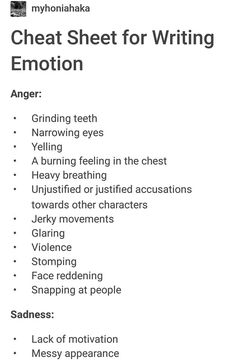 a sheet that has been written in the form of an emotion chart with words on it