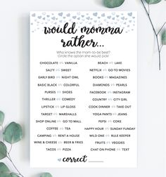 a printable wedding seating chart with hearts on it and the words would momma rather