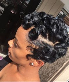 Follow: T I N Y Y 🔥🍭for more The Blacker The Berry, Finger Wave Hair, Pin Curls, Have Inspiration, Hair Laid, Hairstyle Gallery, Hair Crush, Looks Black