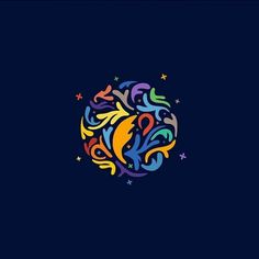 the logo for an organization that has been designed to look like a human head with colorful swirls and stars around it