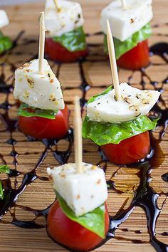 small appetizers with tomatoes and mozzarella cheese