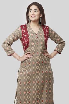 Design Kurti, Kurti Sleeves Design, Ikat Dress