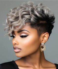 Curly Mohawk Hairstyles, Alopecia Hairstyles, Black Hair Short Cuts, Summer Hair Highlights For Brunettes, Short Shaved Hairstyles, Shaved Side Hairstyles, Tapered Natural Hair, Short Silver Hair, Short Hair Images