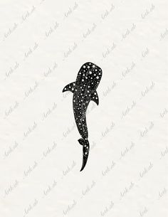 a black and white drawing of a shark with stars on it's back end