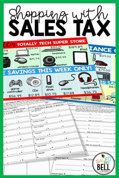 shopping with sales tax worksheet for students to help them learn how to use it