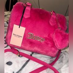 Pink Fluffy Big Juicy Couture Bag Purse Free Love Fluffy Satchel W Fluffy Heart Keychain, Gold Accents Cute Viral Rare Brand New With Tags Nwt #Pastel #Pink #Glam #Preppy #Kawaii Luxury Pink Bag For Valentine's Day, Fluffy Purse, Juicy Couture Bags Handbags, Pink Juicy Couture Bag, Juicy Couture Purse Handbags, Juicy Couture Bags Vintage, Juicy Couture Shoulder Bag, Juicy Couture Handbags Pink, Couture Bags