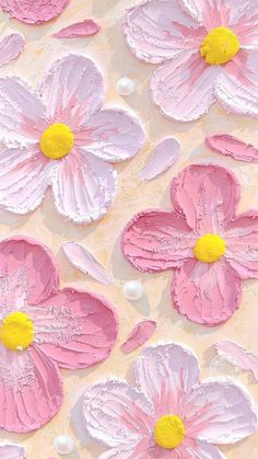 pink and yellow flowers painted on white paper