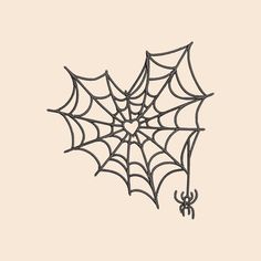 a black and white drawing of a spider's web on a beige background,