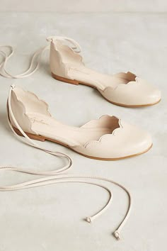 Love: color and ballet inspired look. Different than average flats - something funky. Super neutral with a twist. ♦F&I♦ Comfy Wedding Shoes, Wedding Shoes Sandals, Lace Sandals, Wedding Shoes Lace, Wedding Shoes Flats, Anthropologie Shoes, Girly Shoes