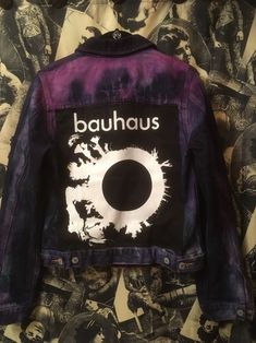 Bauhaus Goth Rock Band - Refashioned Denim jacket- Hand bleached Hand dyed Large back patch- on back Smaller patch - on the front Button up -  Long sleeves - Sizes - Small Medium Large Send measurements for exact fitting - Any questions - Please, feel free to ask :) Post Punk Aesthetic, Deathrock Fashion, Goth Jacket, Metallica Black, Patch Ideas, Punk Women, Band Patches, Goth Rock, Jacket Ideas