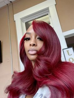 Reddish Ginger Hair Black Women, Red Flip Over Quick Weave, 21st Birthday Hair, Red Wig Hairstyles, Red Wig Hairstyles For Black Women, Red Hair Black Women, Black Women Hair Color, Black Hairstyles With Weave, Hair Color For Women