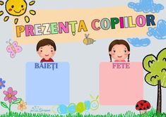 two children holding up signs with the words prezenta copilor