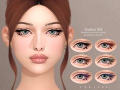 an animated image of a woman's face with different colored eyes and long eyelashes