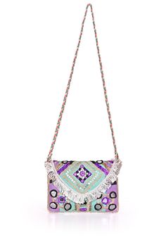 Purple Reign Embellished Jute Crossbody Bag - Mixcart USA Embellished Multicolor Shoulder Bag For Summer, Embellished Multicolor Summer Shoulder Bag, Embellished Multicolor Crossbody Shoulder Bag, Multicolor Embellished Crossbody Shoulder Bag, Joey And Phoebe, Embroidered Embellishments, Embroidery Embellishments, Boho Purple, Purple Reign