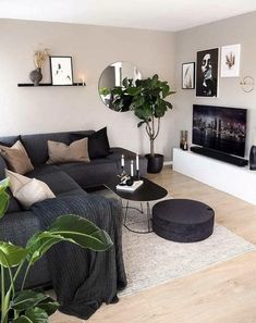 How can you make the most important room in your house stand out and impress people? These aesthetic living rooms are the answer! Front Room Decor, Grey Couch Living Room, Small Living Room Decor, White Living Room, Lounge Decor, Living Room Decor Apartment, Living Room Colors, Living Room Grey