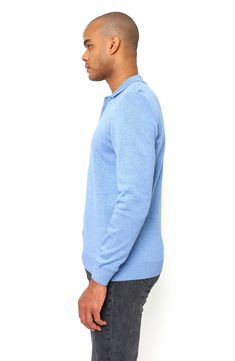 Crafted entirely from cotton, this long-sleeve polo is a comfortable option on cooler days. 25" length Spread collar Long sleeves 100% cotton Machine wash, dry flat Made in Turkey Model stats: 6'1" height, 32" waist. Long Sleeve Polo, Nordstrom Rack, Light Blue, Nordstrom, Long Sleeves, Collar, Long Sleeve, Blue