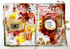 an art journal with mixed media and paper collages