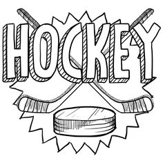 hockey logo with the word hockey on it and two crossed sticks in front of it