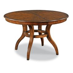 a wooden table with an oval shaped top