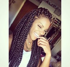 Poetic justice. Box braids. Big braids. Jumbo braids. Blue Faux Locs, Braids Big, Box Braid Hairstyles, Braids Jumbo, Twist Cornrows