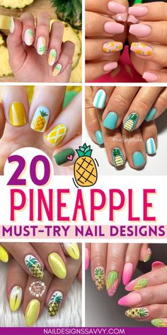 Pineapple Nails - Explore trendy Pineapple nail ideas perfect for summer. Cute and easy to do, these Pineapple nail art designs range from pink and blue Pineapple nails to gold and neon styles. Perfect for short nails or acrylics, these summer Pineapple nails will give you a fun and tropical look. Click to discover all the cute and trendy designs and find your next summer manicure! Sunflower Nails, Nail Art Images, Tropical Nails