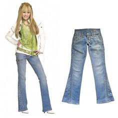 💿🎤 ASO Hannah Montana! Season 2 Rhinestones Studded Bootcut Jeans Size 27 | eBay Actual 2000s Fashion, 2000s Disney Fashion, Hannah Montana Iconic Outfits, 2010 Party Aesthetic, Hannah Montana Gold Outfit, Hannah Montana Blue Jeans, 2000s Movie Outfits, Hannah Montana Sparkly Dress, Hannah Montana Miley Stewart Outfits