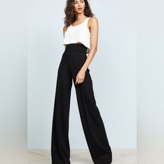 Nwt Size: Small Color: Black Rayon, Nylon & Spandex Stretchy Pull-On Soft Approx. Flat Measurements: Waist: 12” Rise: 13” Inseam: 30” Leg Opening: 10.5” Smoke-Free Bundle And Save Id: Jb Zebra Pant, Brown Slacks, Striped Wide Leg Pants, Leather Pants Women, Tuxedo Style, Skirt Trends, Casual Wide Leg Pants, Leather Pant, Wide Leg Cropped Pants