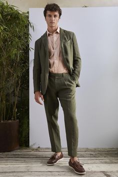 Green Linen Suit, Brown Deck, Linen Suit Men, Mens Linen Suit, Mens Linen Outfits, Green Suit Men